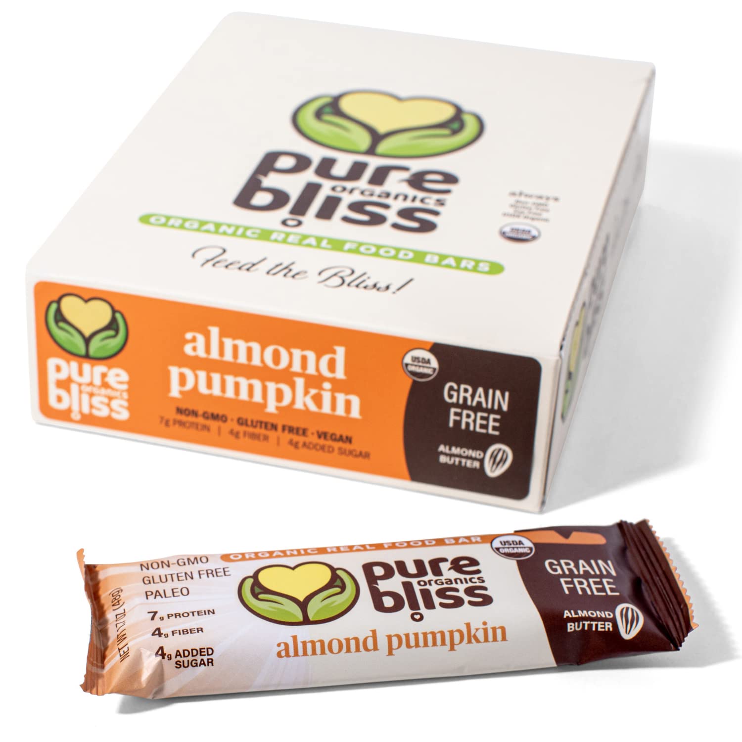 Organic Real Food Bar (Almond Pumpkin) Grain Free - Paleo Friendly - Non-GMO, Gluten Free, Vegan, Nutrition Bars, Super Food Energy Bars, Healthy