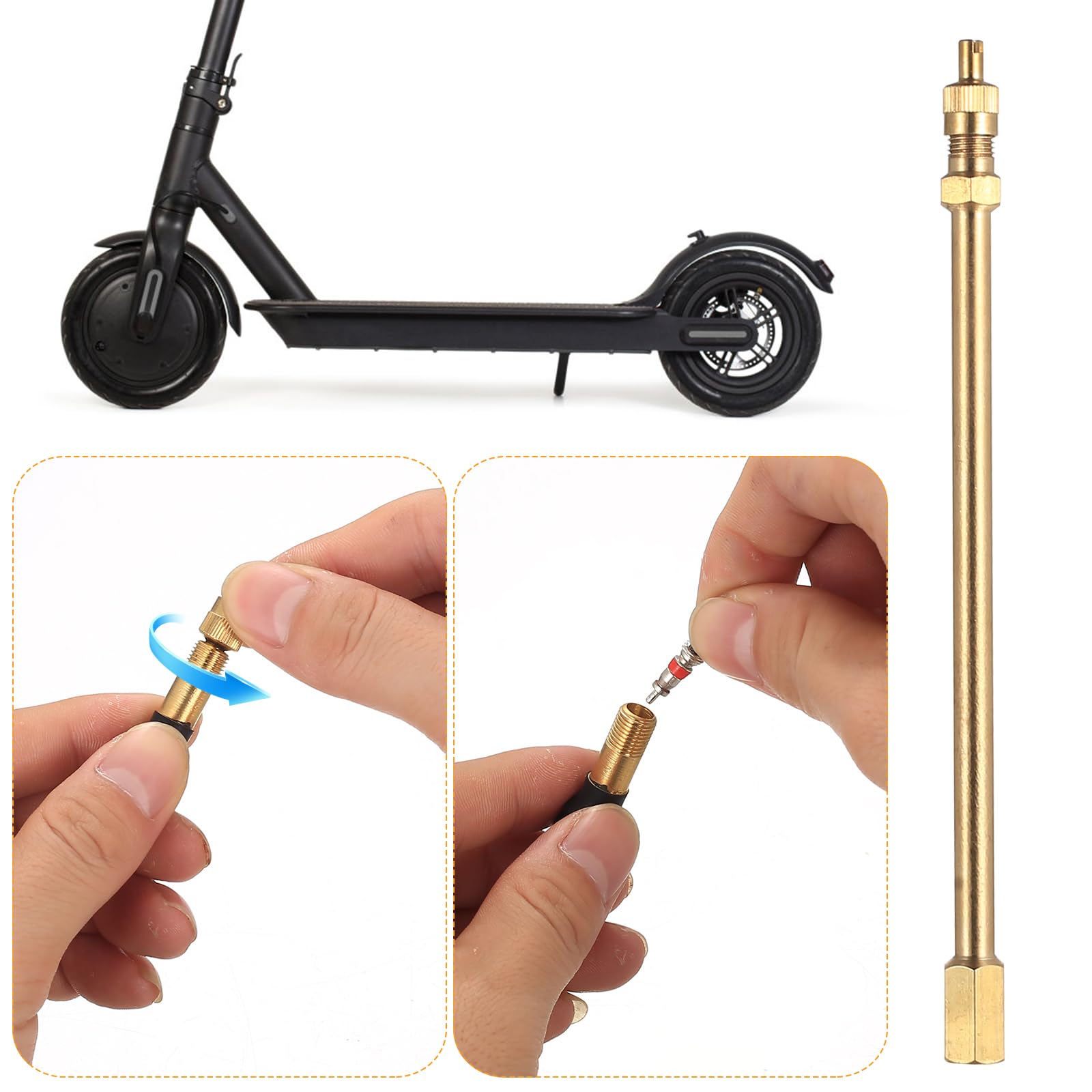 zrfgbxim 7 Pcs Válvulas Tubeless para Patinete Eléctrico, Adaptador Inflador Válvulas, Adaptador de Extensión de Válvula de Neumático para Patinete eléctrico Accesorios — view 4