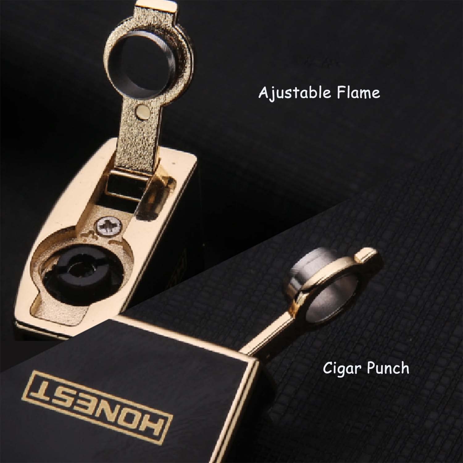 2PCS Briquet Cigare Flamme Bleue à Double Jet avec Fenêtre de Carburant Visible Cigare Punch Idée Cadeau Amoureux Clients Amis
