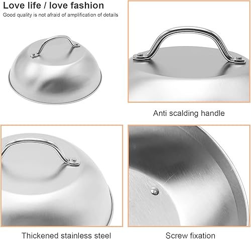 Miniatura 3 de Lidscura 9 Inch Melting Dome with Handle, Grilling Melting Lid, Griddle Steam Cover, Stainless Steel Dome Griddle for BBQ Steaming(2 Packed)