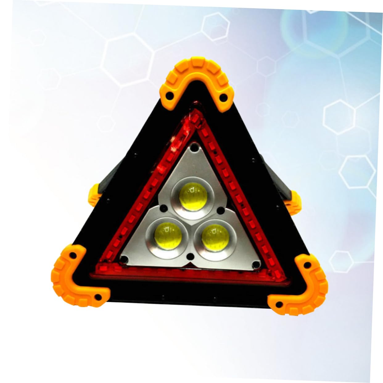 Balise de Sécurité Triangulaire LED Cob Jaune, Pliable, sans Batterie