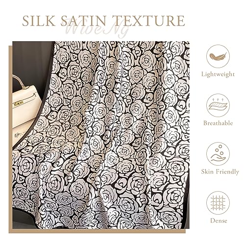 Silk Scarf Women Colorful Flower Artistic Oil Painting Print Satin Long Scarf Sunscreen Shawl Lightweight Warm Wrap3