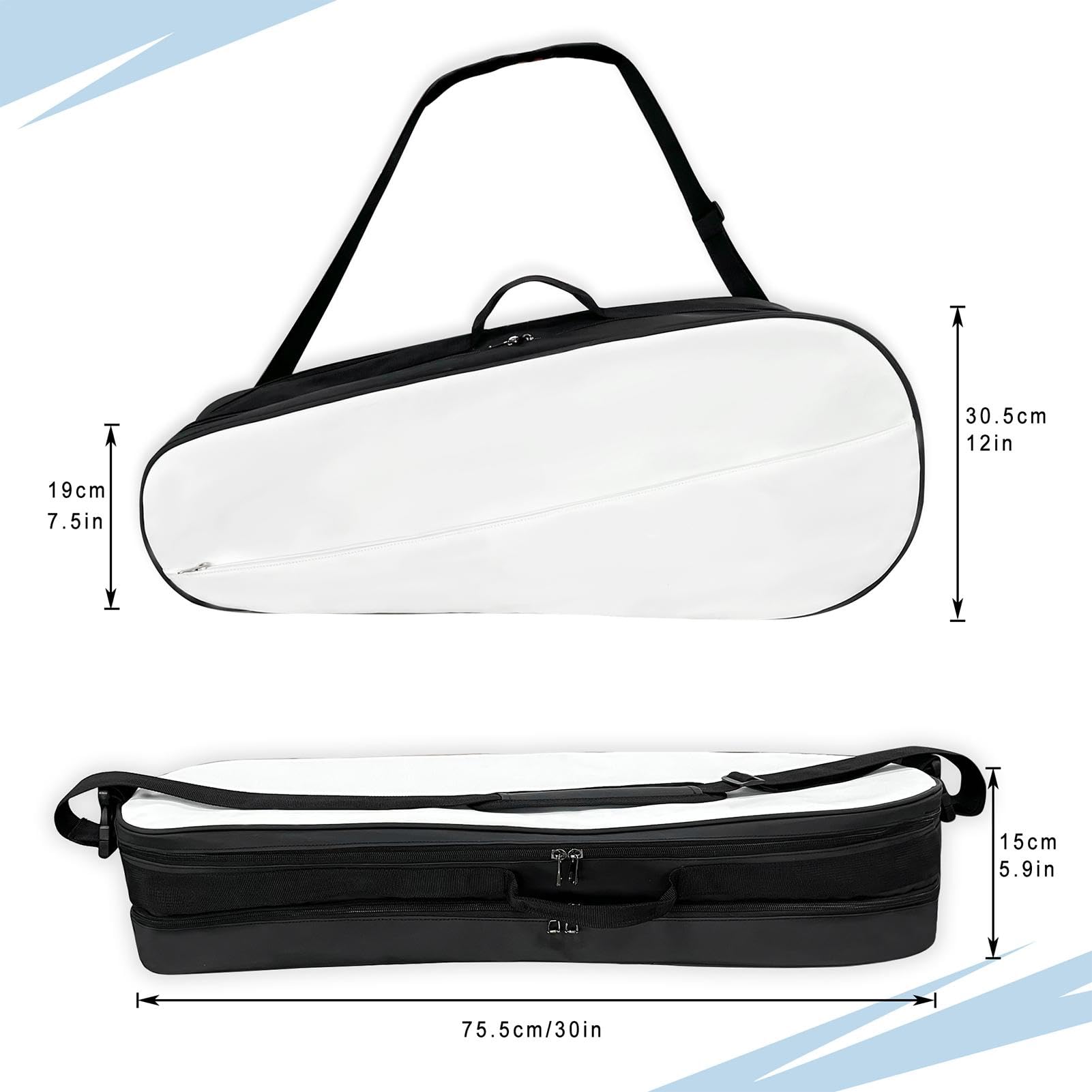 Sollee Borsa per racchette, custodia per racchette da 10 l, in pelle PU