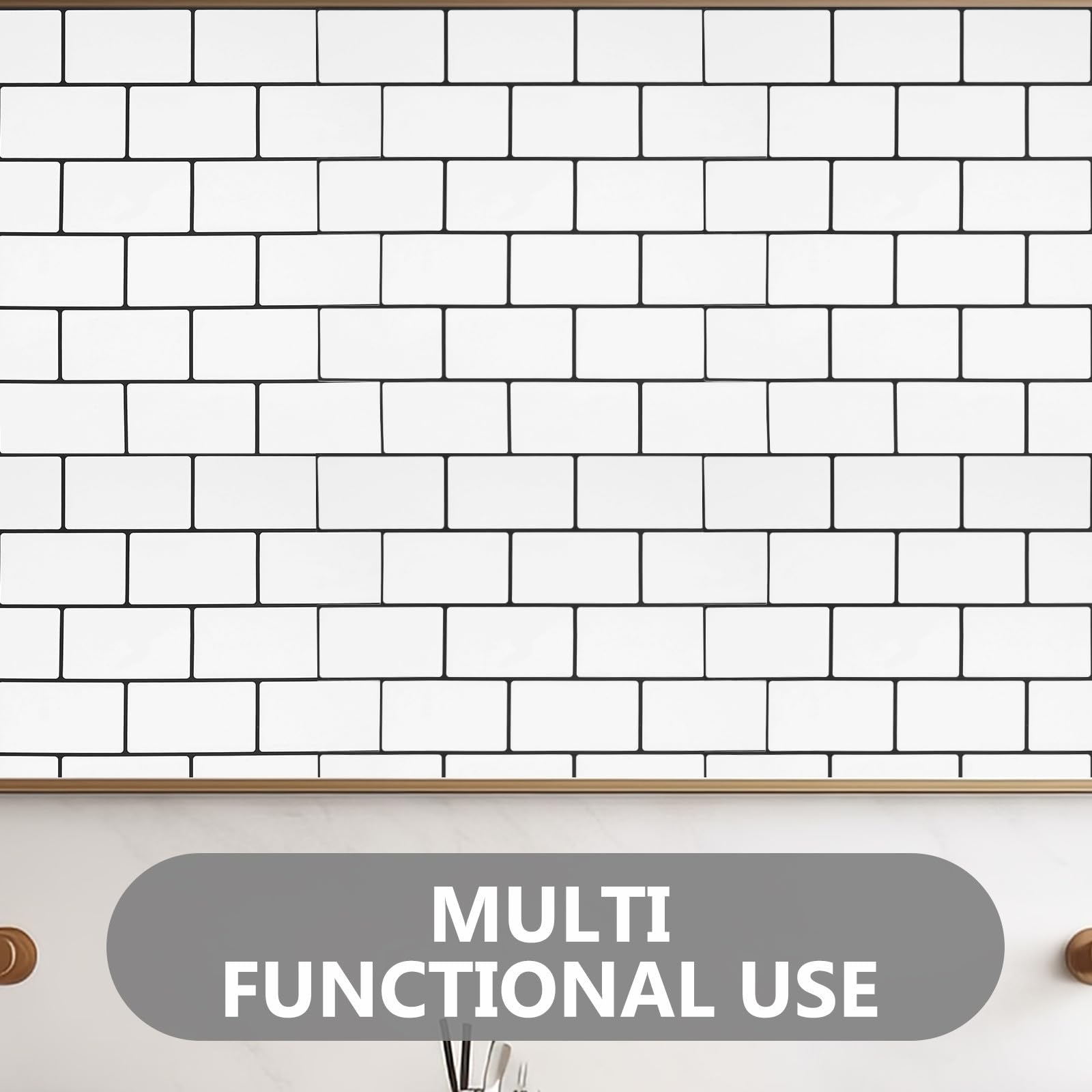 VICASKY 10 Hojas Pegatinas de Pared Autoadhesivas Efecto Azulejo Blanco