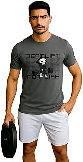 desear Deadlift for Life Weightlifting Gym T-Shirt, 100% Cotton, Skull Design (S - XXL)-picture-27
