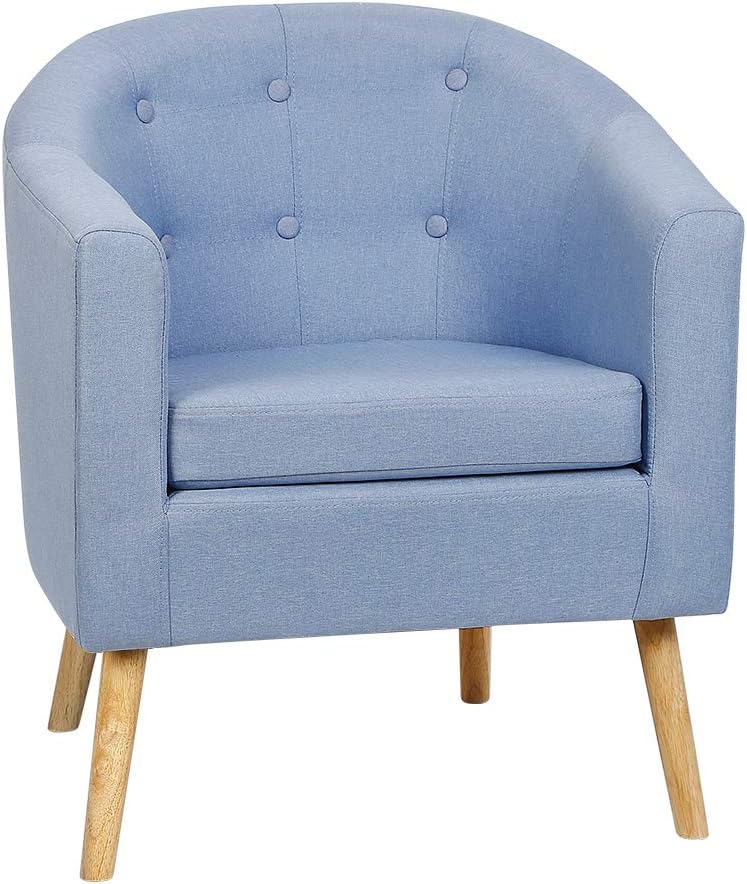 MINGYI Sillón Individual, Butaca de Salón Pequeño, Sillón Relax Moderno con Tapizado, Sillón de Lectura para Salón, Dormitorio, Oficina o Sala de Espera, 64×50×70 cm (Azul Claro)