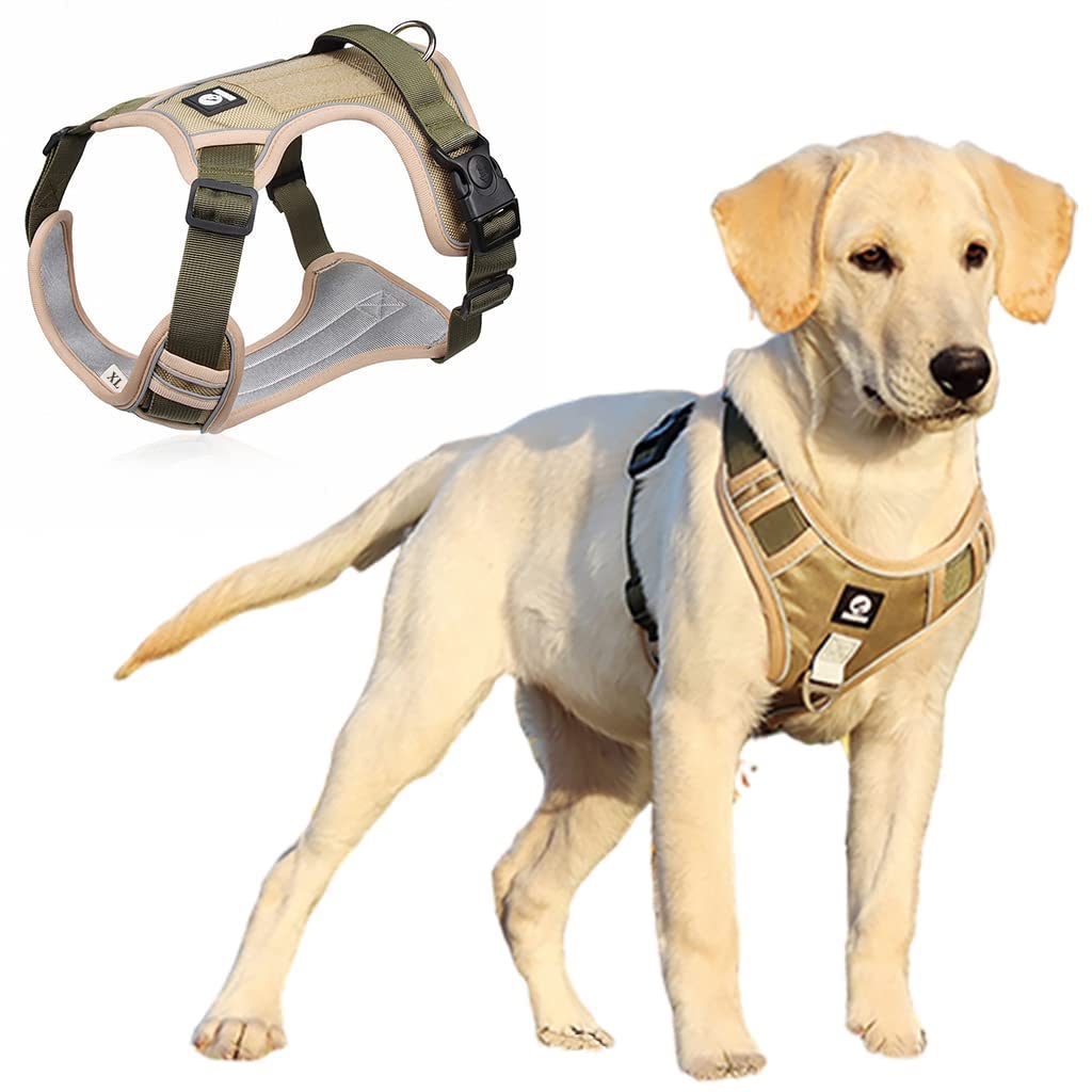 Arnés para perro sin tirones con tira reflectante de seguridad, hebilla de liberación rápida, tamaño ajustable, mango de fácil control, XL, peso recomendado: 22,5 kg a 45 kg