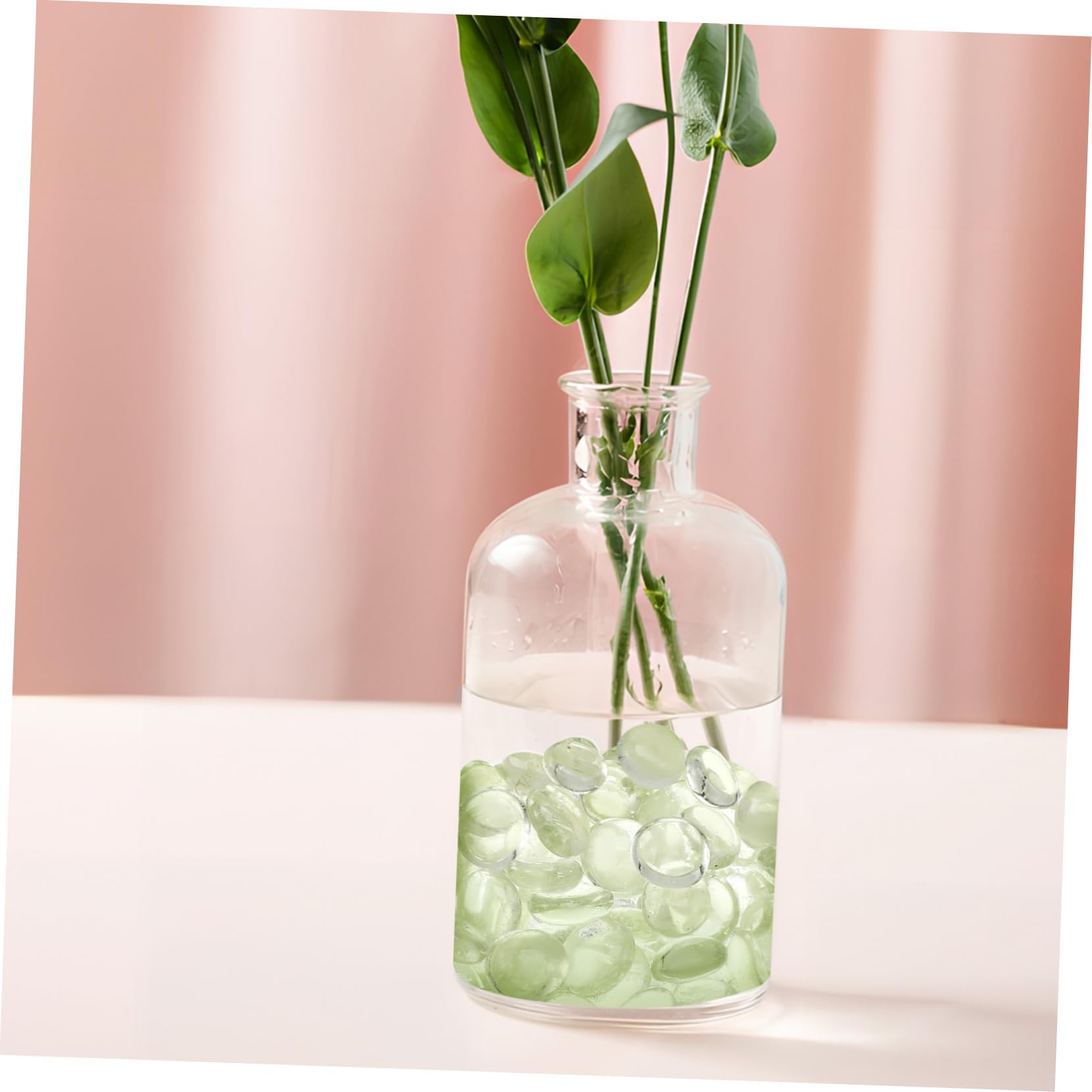 NUOBESTY Klare Glasperlen Flach 500 Stück aus Glas für Vasen | Rund, Bruchfest und Transparent, Passend für Selbstgemacht Basteln und Tischmitten, als Dekosteine