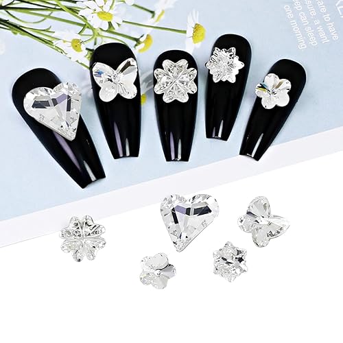 Miniatura 8 de 52 piezas de diamantes de imitación de cristal con forma de mezcla de diamantes de imitación, piedras de fantasía para coser en diamantes de