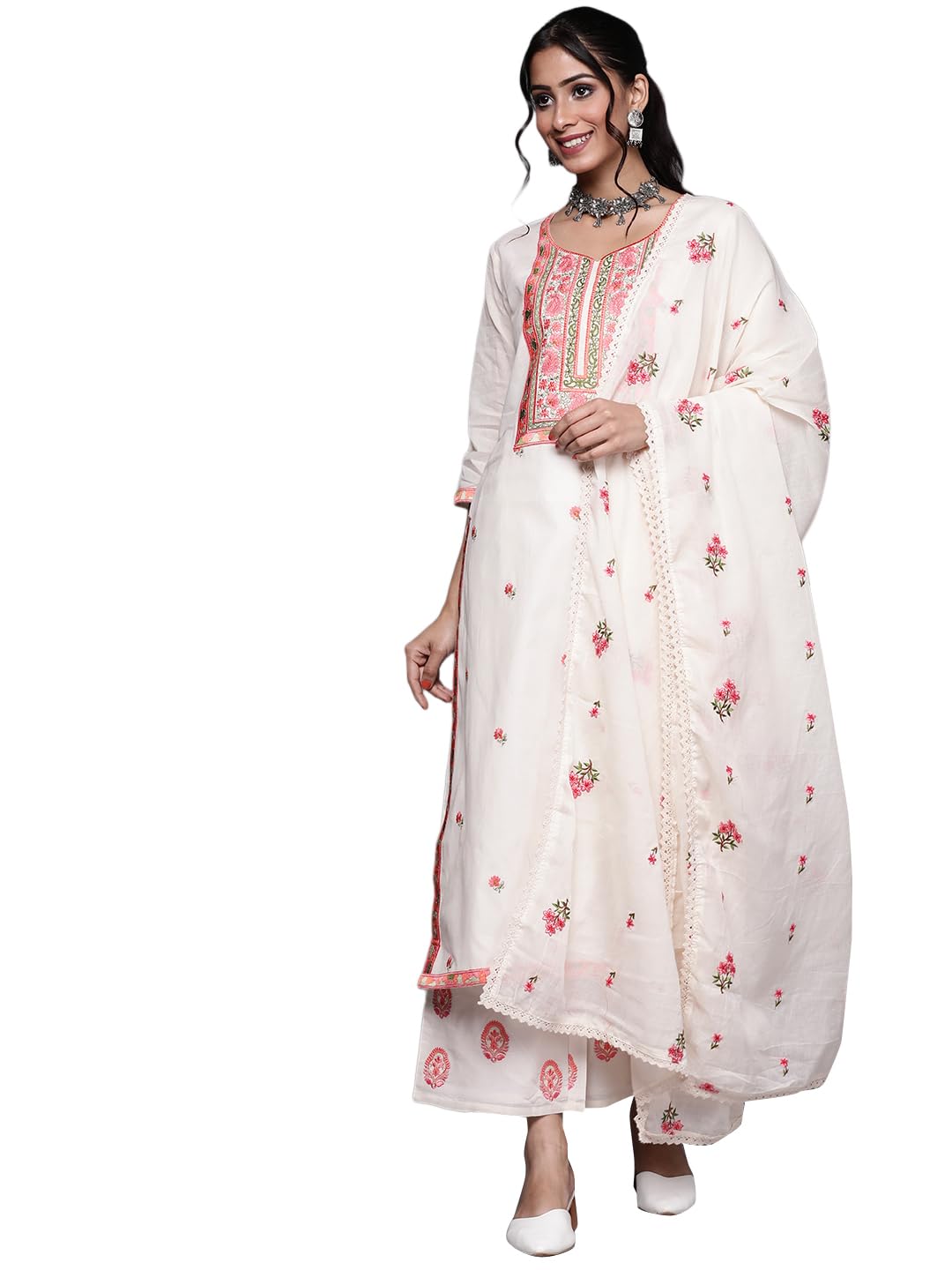 Libas Women’s Yoke Design Cotton Straight Kurta With Palazzos & Dupatta Libas Women’s Yoke Design Cotton Straight Kurta With Palazzos & Dupatta