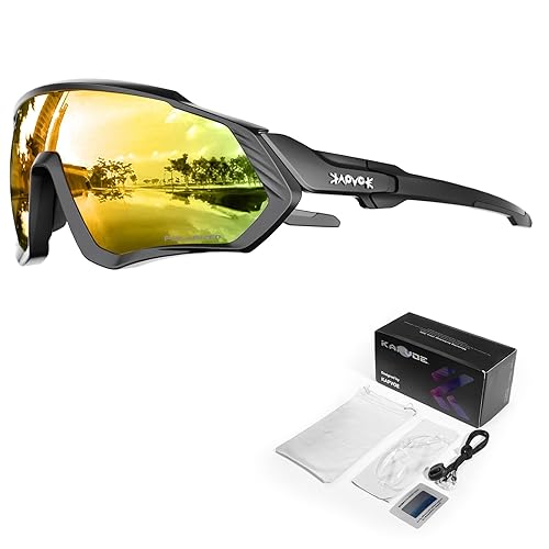 KAPVOE Polarizzati Occhiali Da Ciclismo UV400 Protezione TR90 Sportivi Occhiali Da Sole Donna Uomo Corsa MTB Bicicletta Bici Guida Pesca Golf Running Bicicletta 02 nera rossa