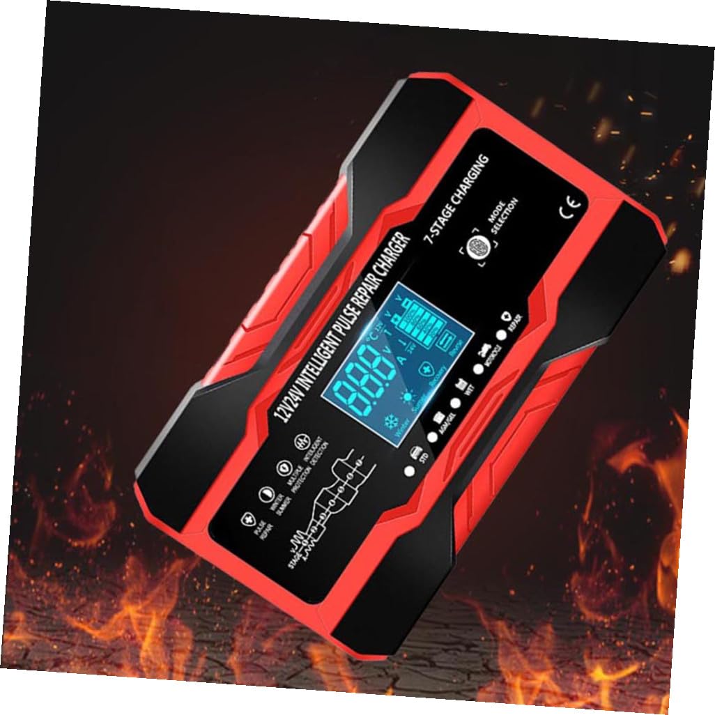 Chargeur de Batterie Intelligent Puissance 180w 12v 24v et Matériaux Abs Cuivre Caoutchouc Protection Multiple pour Voiture et Moto Usage Extérieur