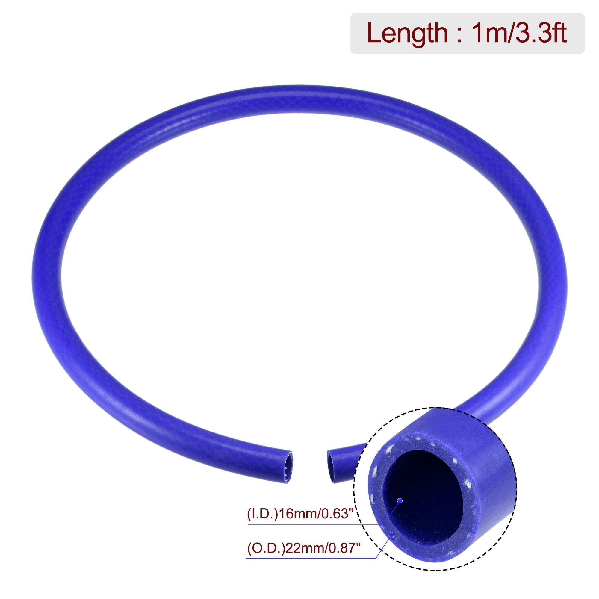 Tube Tuyau SOURCING MAP 1Pcs 1m Longueur 16mm Diamètre Gaine Isolation Tresse Haute Température Silicone Fibre Verre Manchon Noir - Bricolage