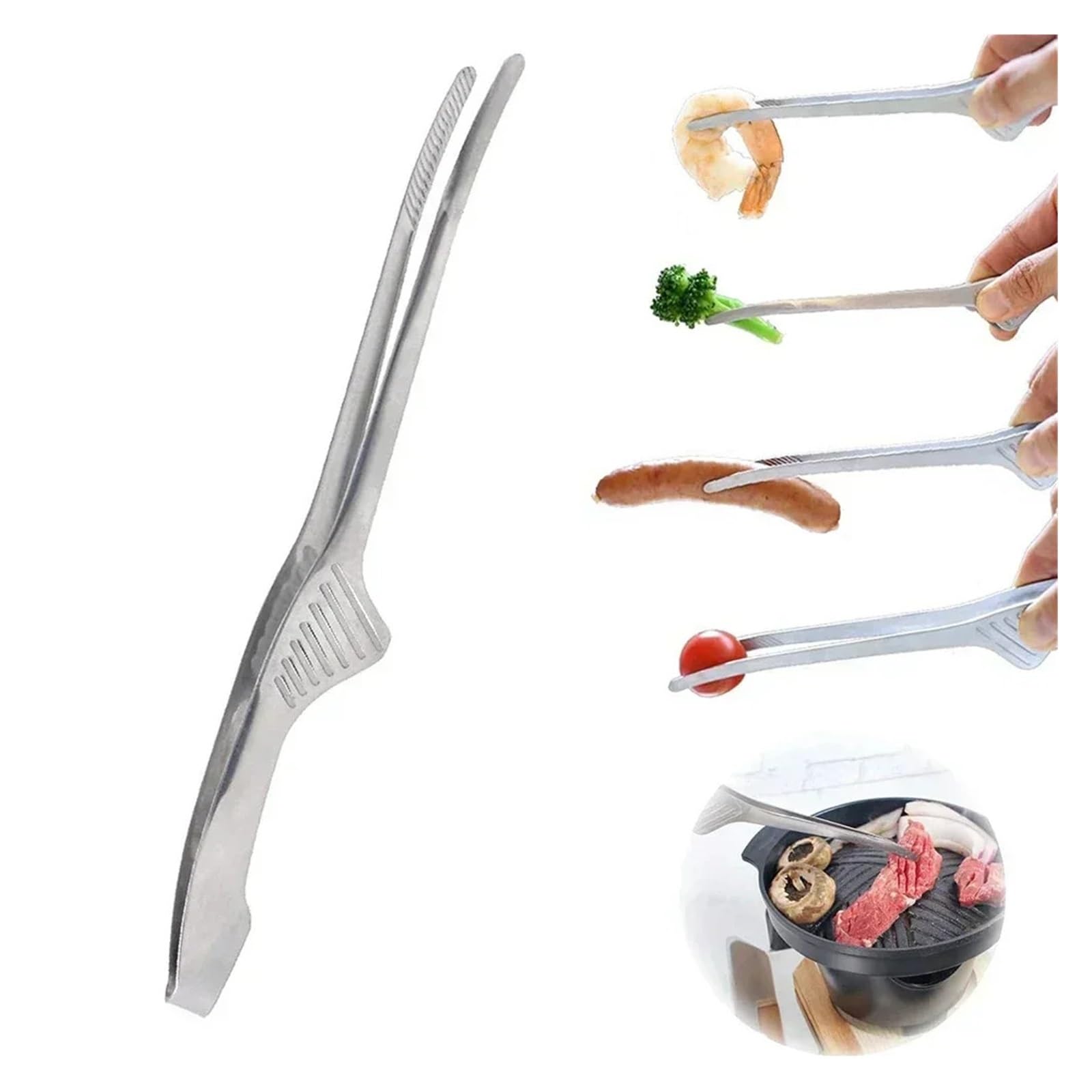 Szczypce do grillowania, Szczypce do jedzenia ze stali nierdzewnej 1/2/5 szt. Klipsów steków BBQ(A 2pcs)