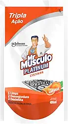 Mr. Músculo Desinfetante Platinum Cozinha Laranja, Tripla Ação, Refil 400ml