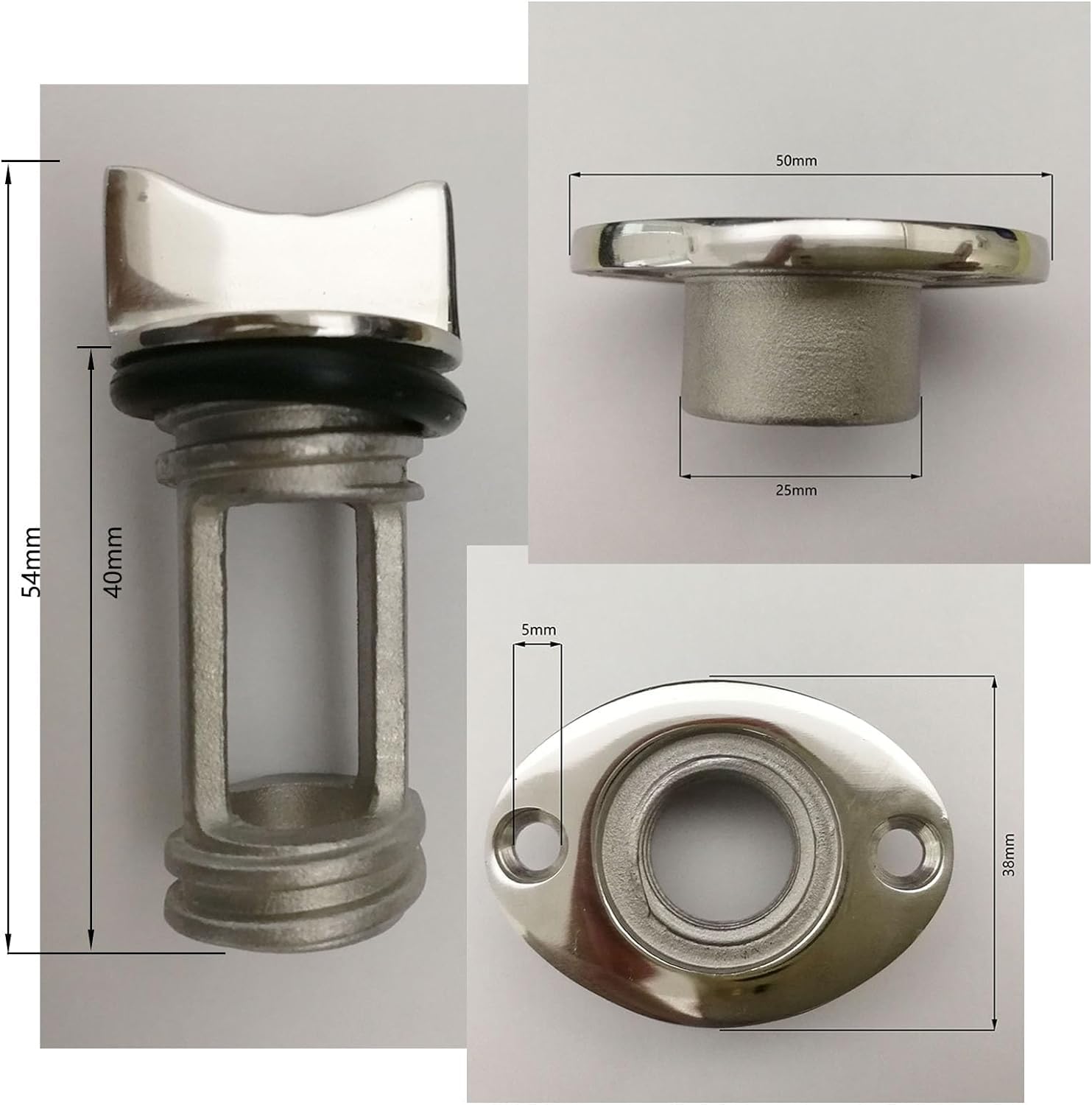 Korek spustowy zęzowy ze stali nierdzewnej 316 pasuje do 2,5 cm, otwór 25 mm, owalny, garboard, morski