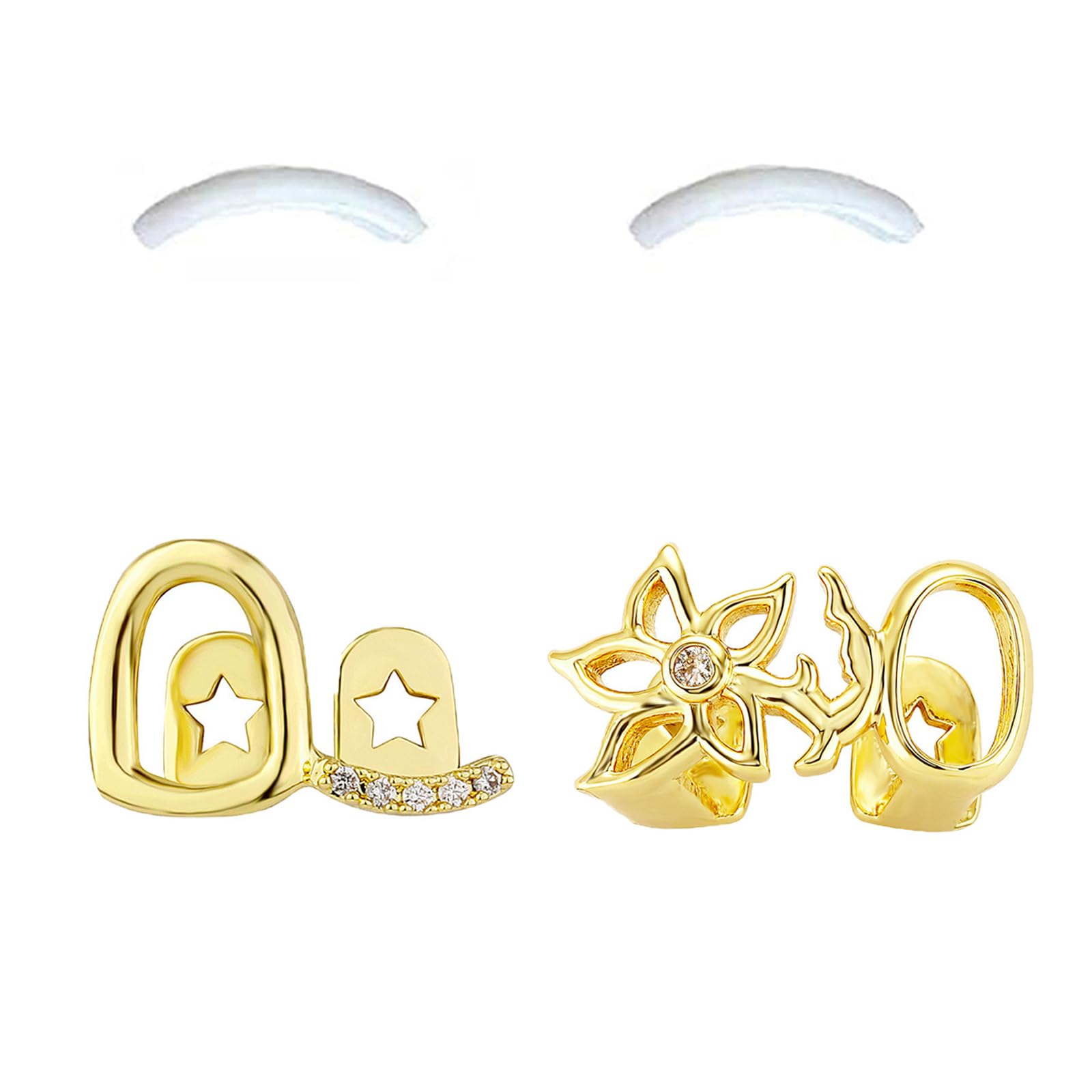 SSyang 18K Hip Hop Teeth, Grills for Mouth Braces Decoration, with Silicone Moldings Hip Hop Teeth,Grills for Mouth Top Bottom Music Festival Party Rapper Decorations,Flower Shape Combination(Golden) — image 1