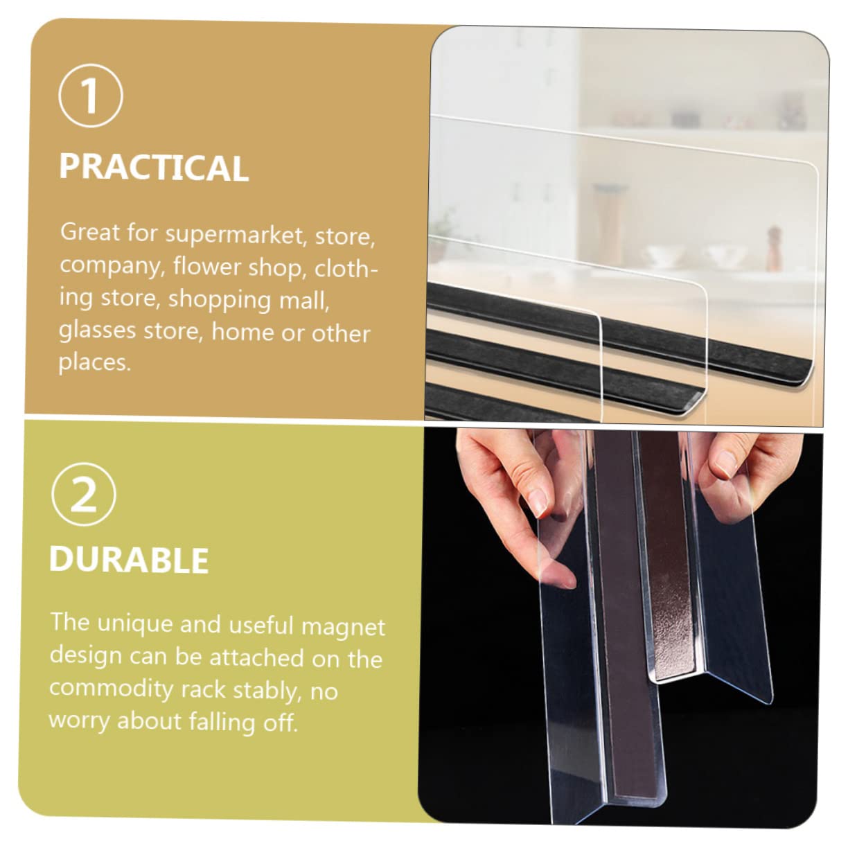 DOITOOL 10pièces Séparateurs De Marchandises Lot De Diviseurs Pour Étagères Accessoires De Rangement Transparents Pour Supermarchés Et Magasins Pour