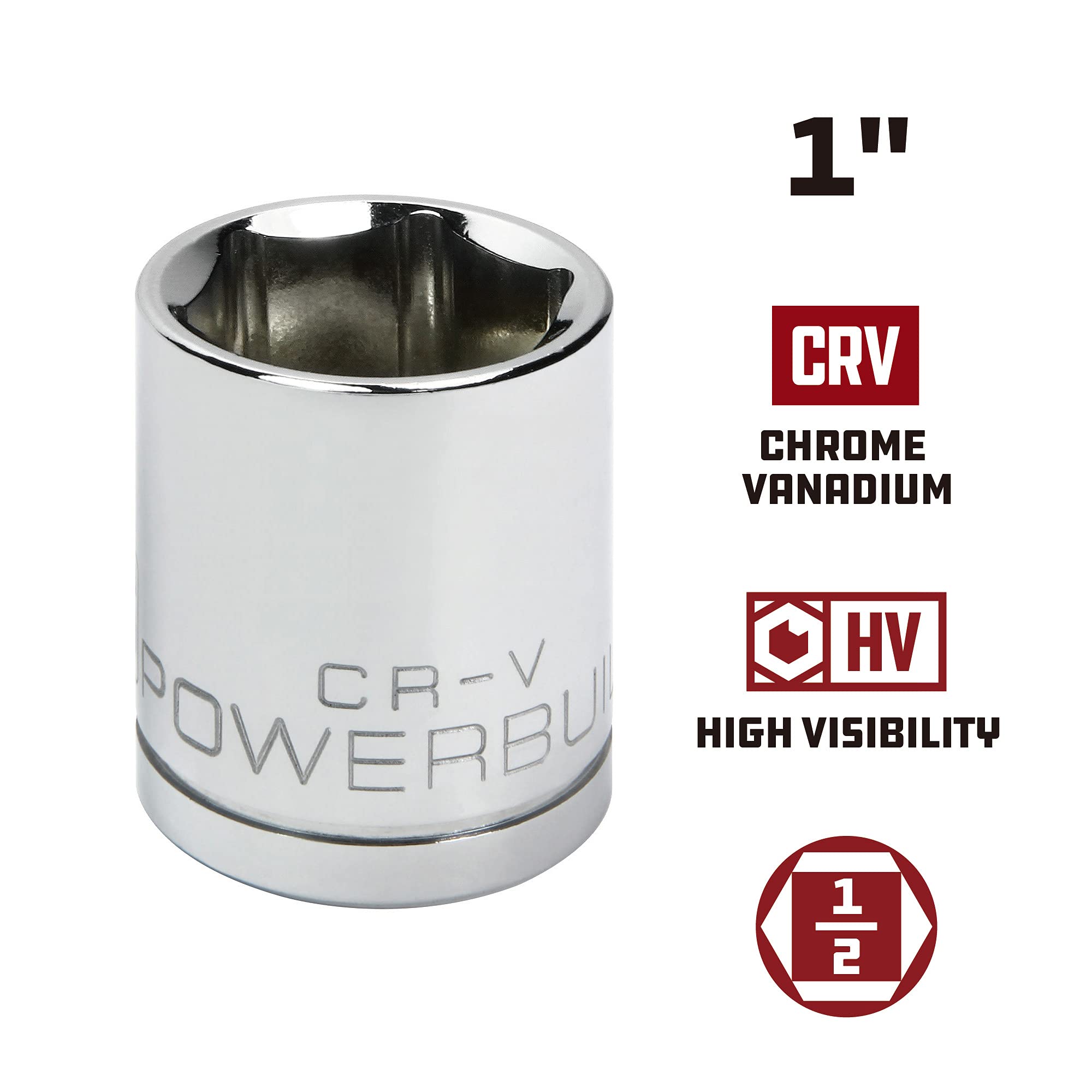 Powerbuilt 940081 1/2" Dr. 6 Pt. SAE Standard Socket, 7/8", Silver, 7/8 Inches - Image 2