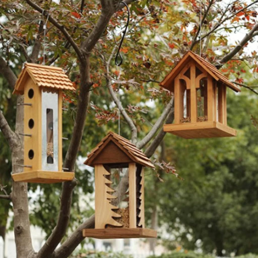 Karmnik dla ptaków Vogels Kantine Wilde Vogel Feeder Blokhuis Vorm Hangende Vogelvoer Zaadkast met Staaldraad voor Balkon Gazon Tuin