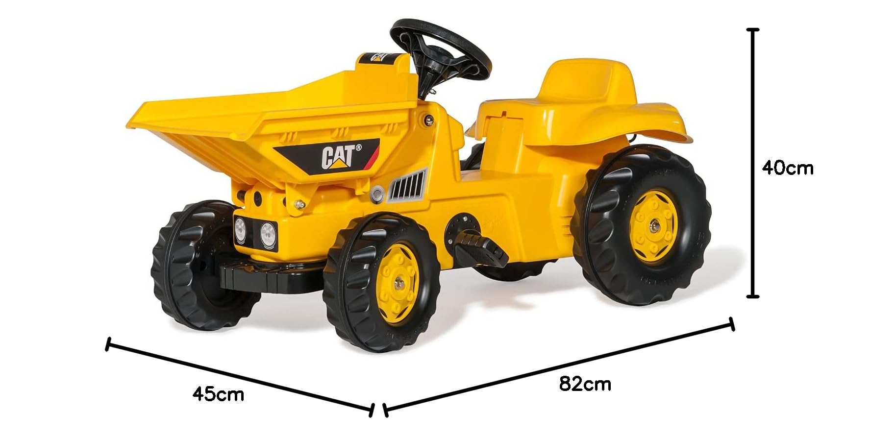 ROLLY TOYS rollyKid Dumper CAT (für Kinder von 2,5 bis 5 Jahren, Kippschüssel mit Verriegelung, Heckkupplung) 024179