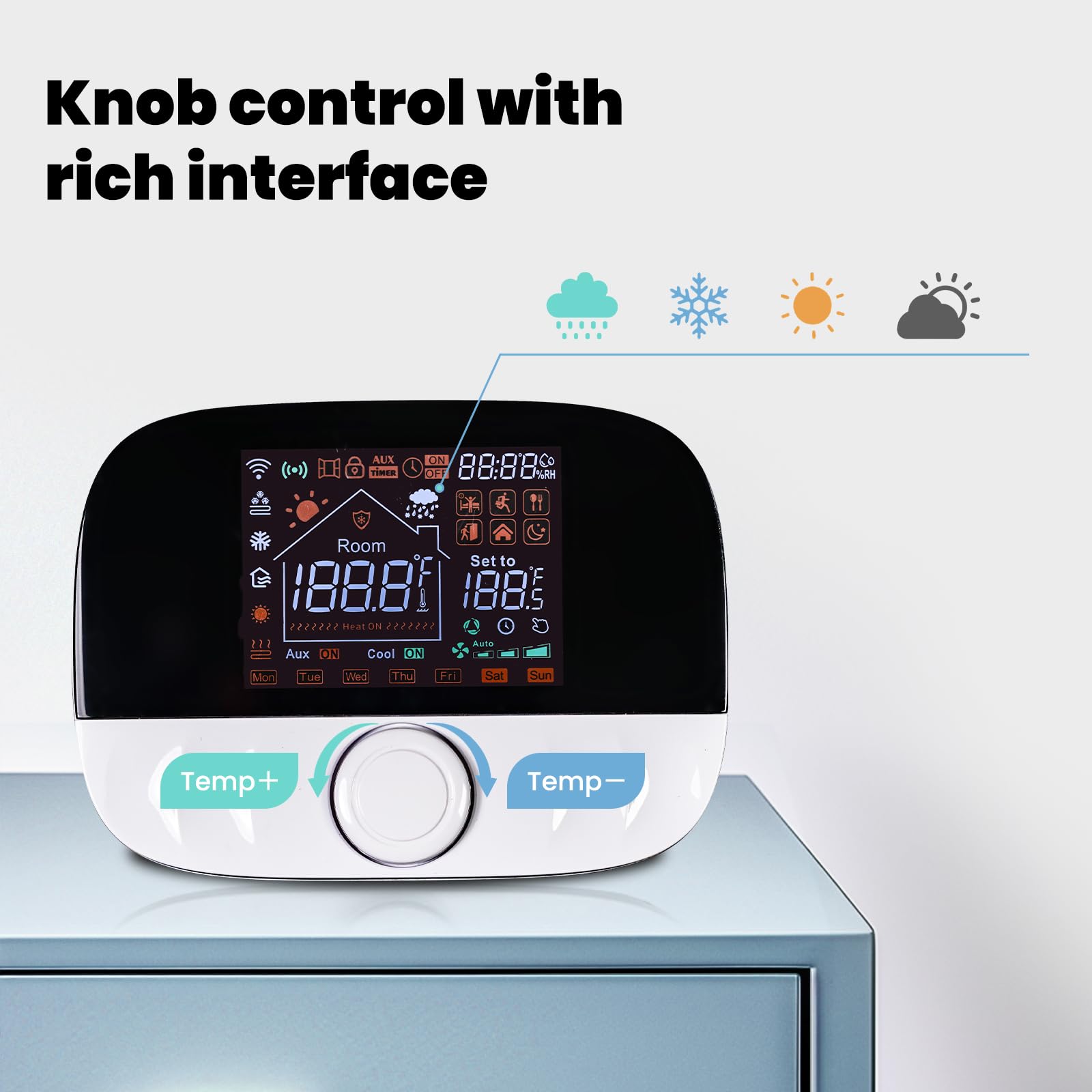 Cronotermostato WiFi + RF433, Wireless Senza Filo, Per Caldaia a Gas e Riscaldamento Pavimento Con Acqua, Unità Ambiente a Batteria + Ricevitore 220V 5A, Programmazione Settimanale, APP TUYA