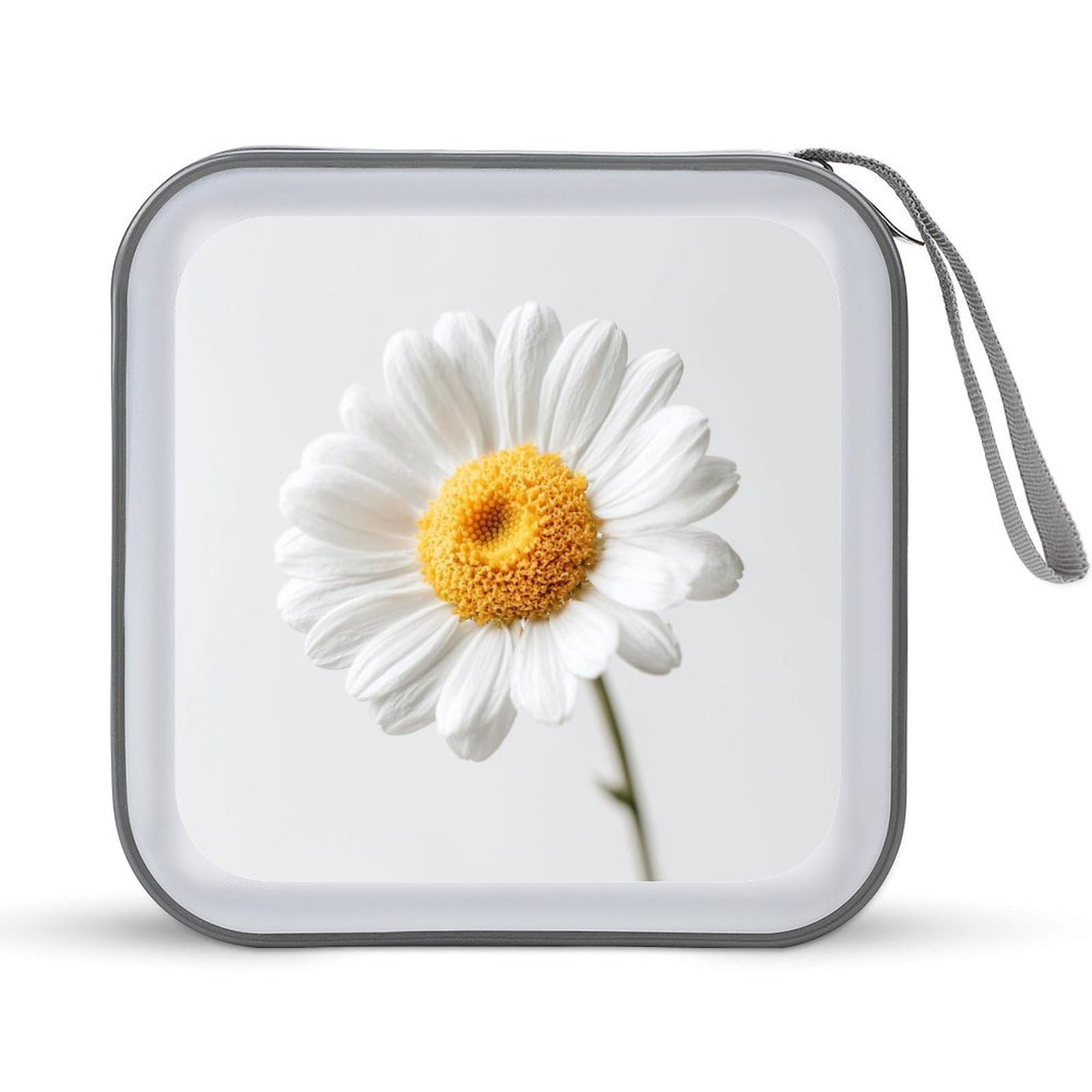 Jubonexis Delicate White Daisy Flower CD Case DVD Storage Case Portable for Car Home Travel
