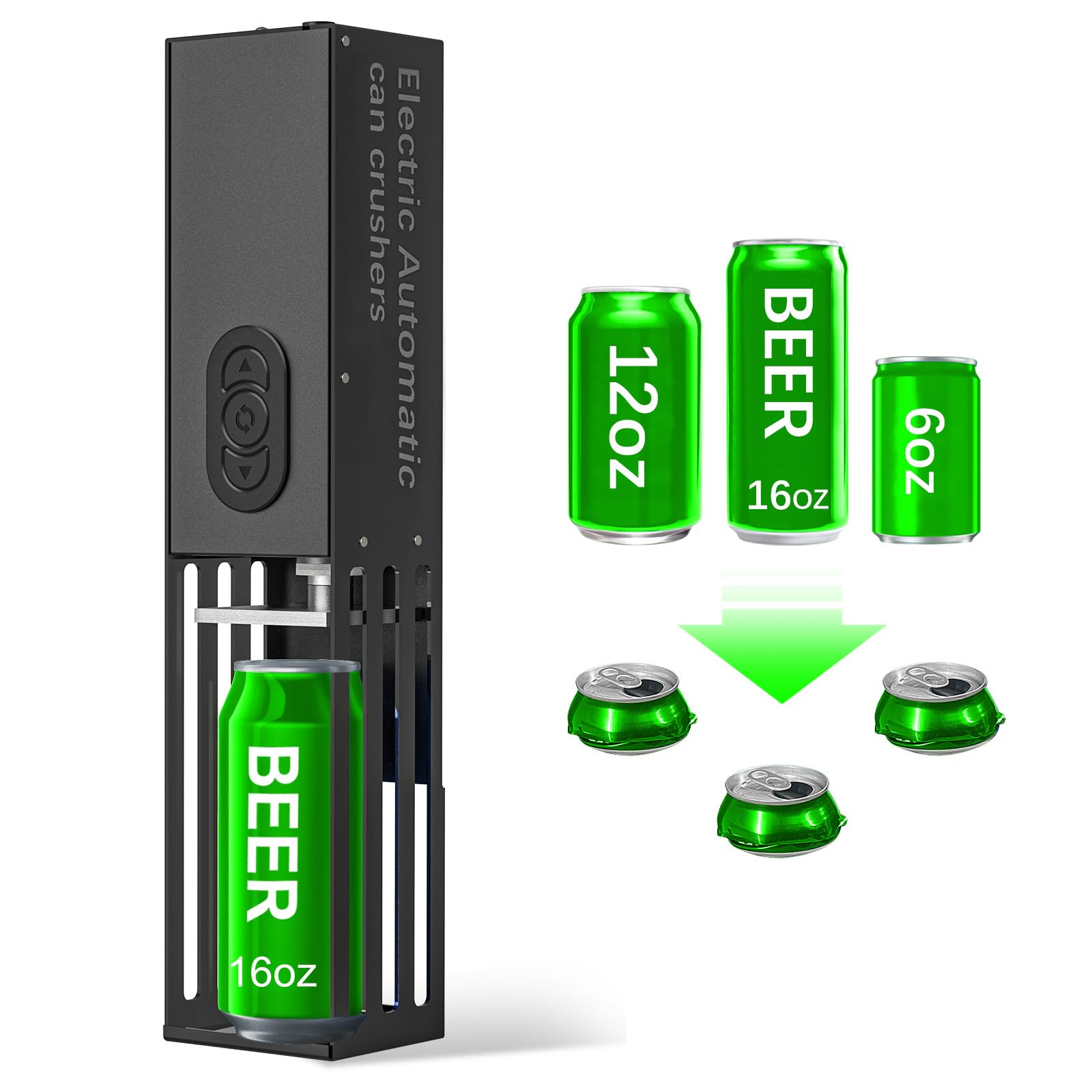 AZXILE Electric Can Crusher, Wall Mounted,Aluminum Can Crusher for Recycling 8oz&12oz&17oz, Heavy Duty Can Trash Compactor for Aluminum Seltzer, Cola,