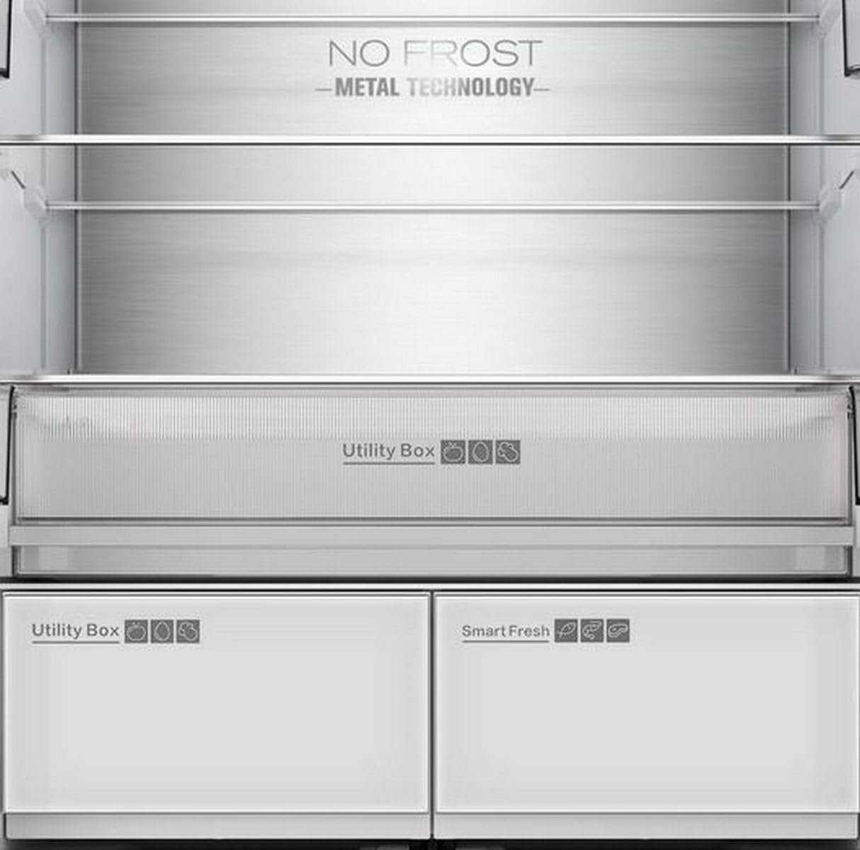 INFINITON ELECTRONICS Frigorifico Americano FRD-580Q90, 190 cm de Altura, 458 Litros, E, Inox, Total No Frost (Negro || FRD-580Q90NEG)