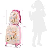 Vista 4 de HONEY JOY 2 piezas de equipaje de mano para niños, Mermaid, S, Viajar