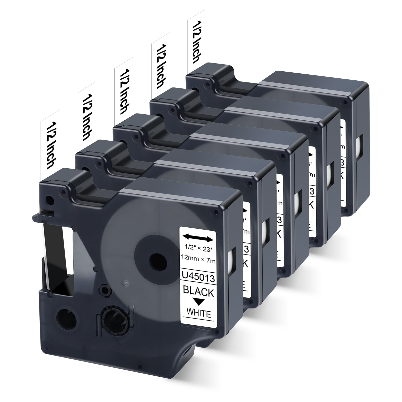 5X Compatible Dymo D1 Label Tape 45013 a45013 S0720530 Replace for Dymo Label Maker Refill 1/2 Inch x 23 Feet, Work with LabelManager 160 210D 260P