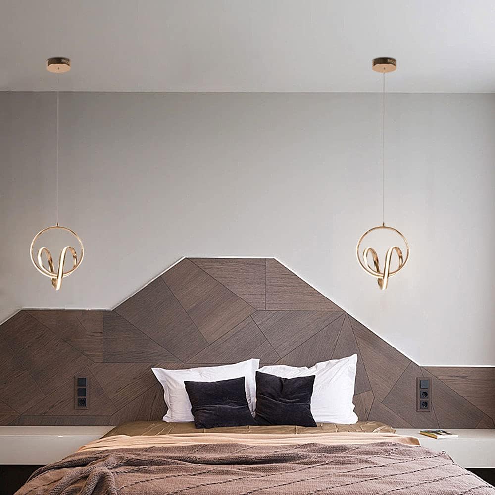 Chandelier, LED Bedroom Pendant Light Creative Ring bar Decoration Chandelier Adjustable Hanging Kitchen Hanging lamp Light fixtures Optional White Light Warm Light(Warm Light)