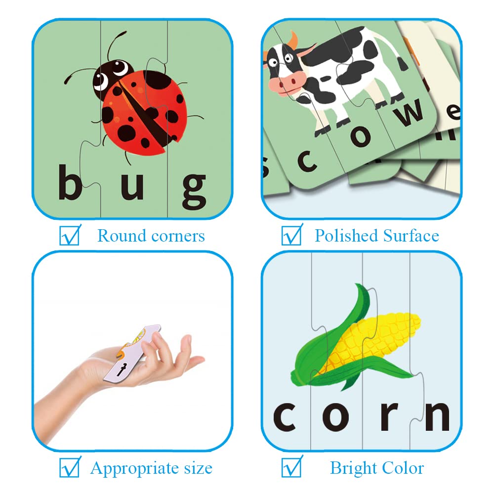 Paper Master Words Spelling Matching Puzzles with Matching Images, Self-Correcting Spelling Jigsaw Puzzles Matching Games for Toddlers, Perfect for Preschool Learning - Image 2