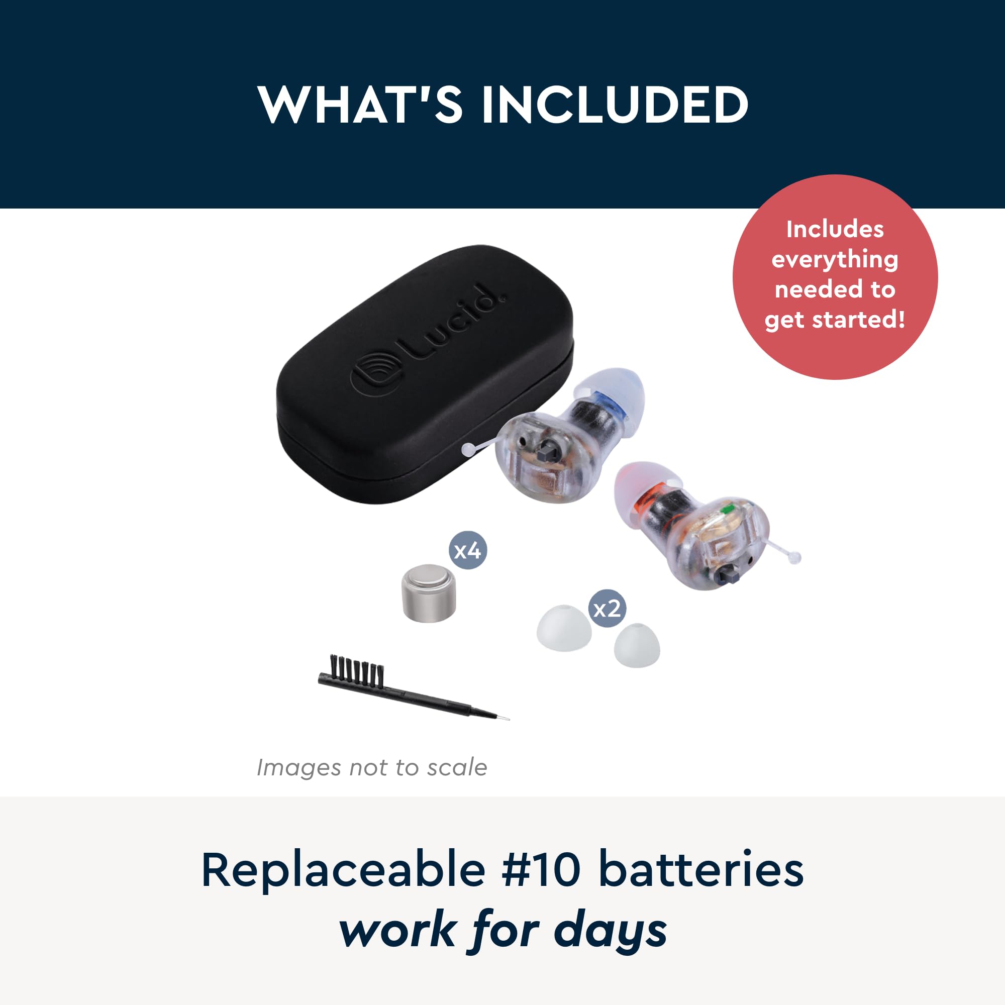 Amazon.com: Lucid Hearing Enrich Pro OTC 入耳式助聽器清晰- 適合輕度至中度聽力損失的成人- 包括2  個程式設計配置檔案、音量控制和降噪: