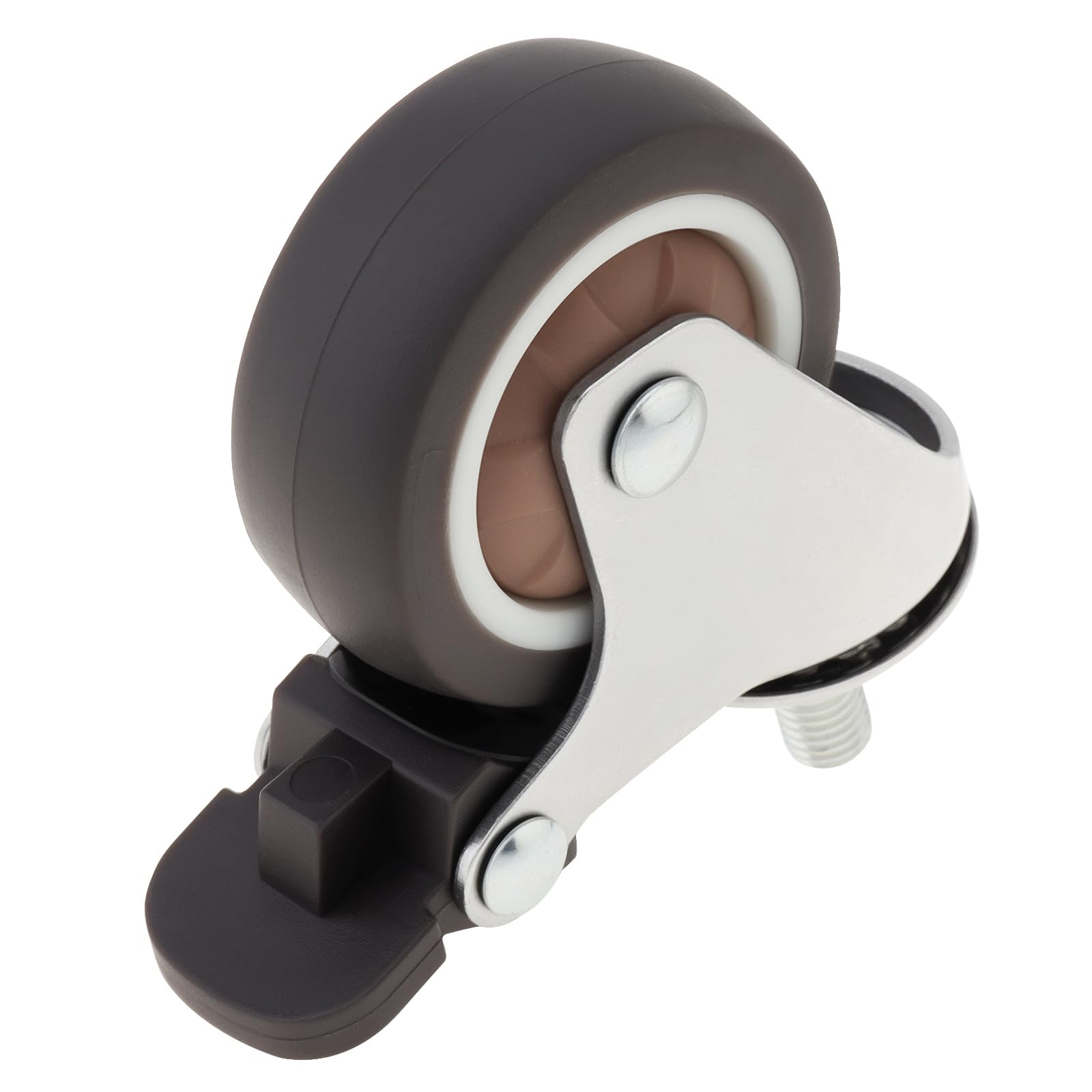 Juego de 4 Ruedas giratorias de Goma TPR de 2 Pulgadas con rodamientos de Bolas pequeños para Muebles con Frenos (Color café, 2" M8X15 (con 4 Frenos))
