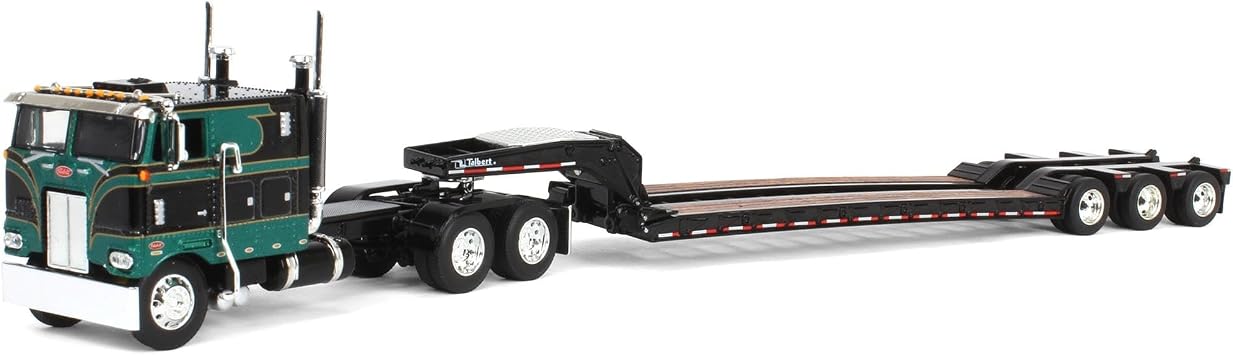 DCP 1/64 Green/Black Peterbilt 352 COE 118" Sleeper with Talbert Tri-Axle Lowboy Trailer 60-1870