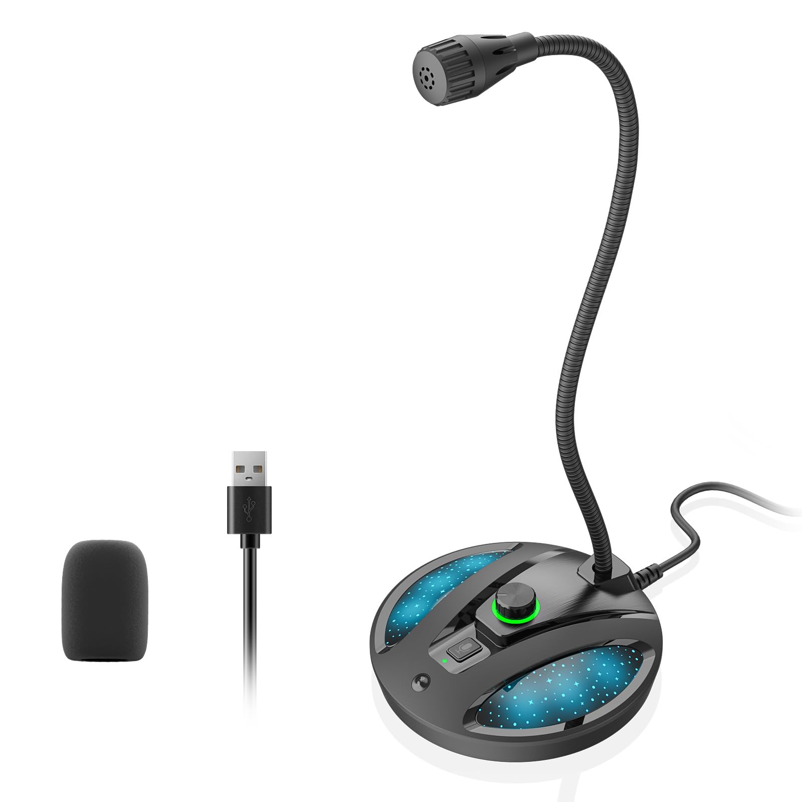 Plug & Play USB Microphone for PC, Desktop Condenser Mic | Cardioid Mic with Noise Reduction Mute Button for Podcasting, Streaming, Gaming Works with Windows/Mac