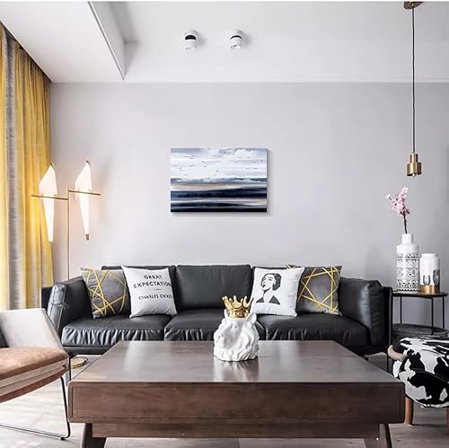 Miniatura 27 de Lienzo artístico para pared, pinturas de arte abstracto, fantasía azul, grafiti colorido sobre fondo blanco; decoración artística moderna para sala