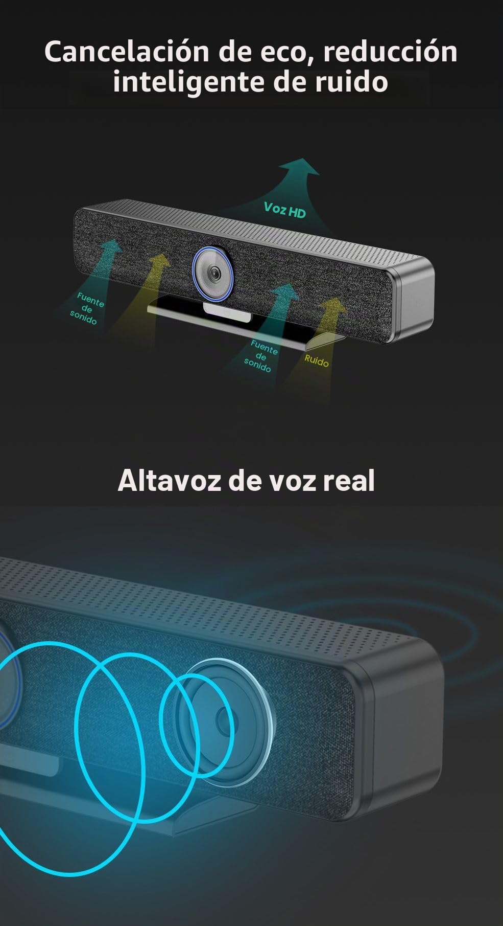 PumaPro Cámara de videoconferencia 4K, Campo de visión Amplio de 120°, Altavoz y micrófono para conferencias, con Control Remoto, para Salas de reuniones de hasta 20 Personas