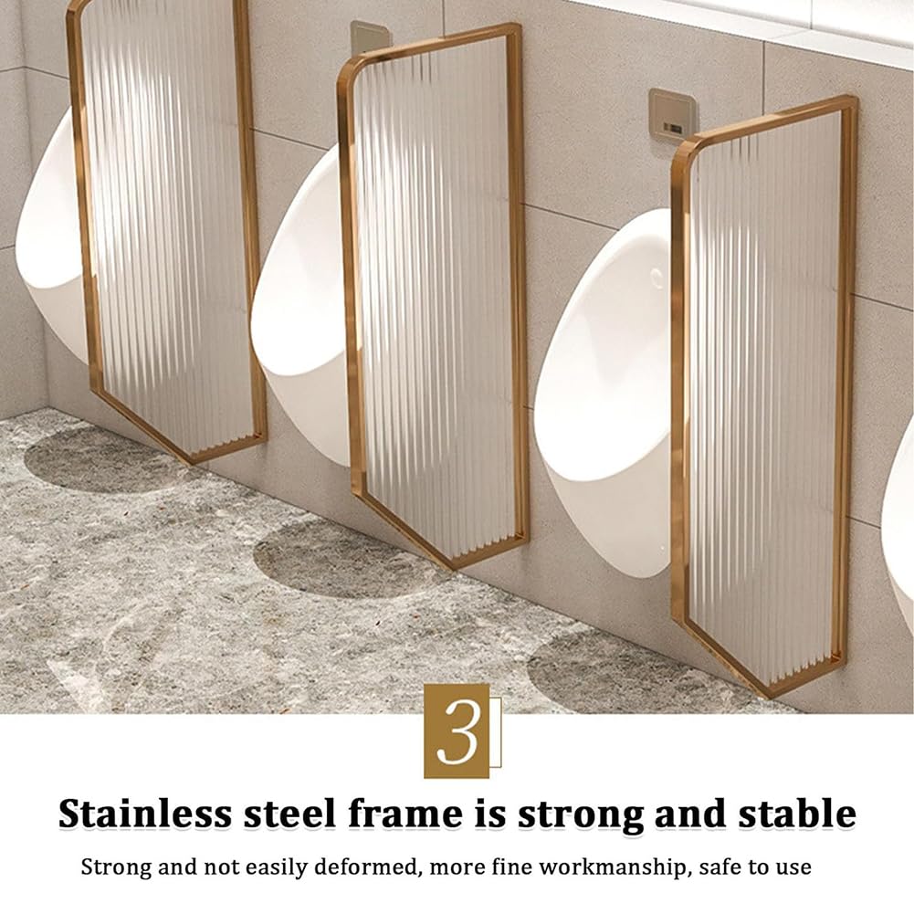Urinario de cristal a rayas de 120 cm, moderno tabique de pared con vidrio templado y accesorios de acero inoxidable, ideal para hoteles y bares (d 4 piezas)