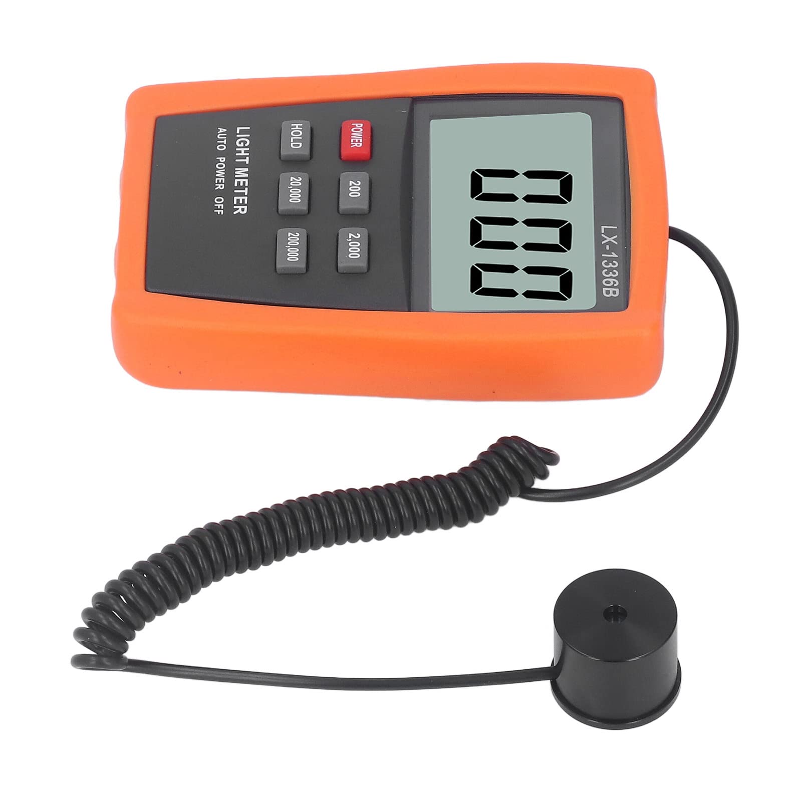 Medidor de Luz Digital LCD, Medidor de Luz de Iluminancia ABS con Sensor de Fotocélula de Silicio, 10 a 200000 Cd o M2, Retención de Datos, Apagado Automático para Pruebas de Pantalla de
