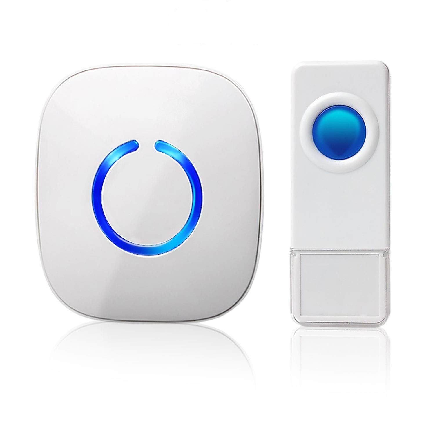 SadotechWireless Doorbell for Home - 1 Push-Button Ringer & 1 Chime Receiver, Battery Operated, 1000 Feet, Cordless Waterproof Door Bells w/LED Flash, Waterproof White