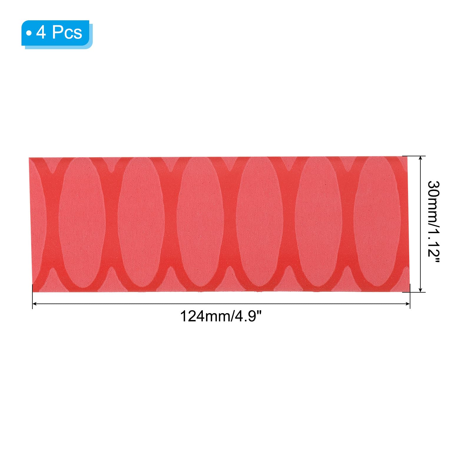 PATIKIL Guaina Termorestringente per Coltello Taglio 30x124mm, 4 Pezzi Manico Manicotti Antiscivolo per Taglierina Cuoco per Coltelli Cucina, Rosso Modello Ovale