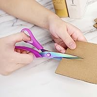 Vista 7 de 8.5" Scissors All Purpose, Multipurpose Office Scissors Set of 3 Pack, Titanium Coating Sharp Blade, Soft Comfort-Grip, Ideal for Fabric, School