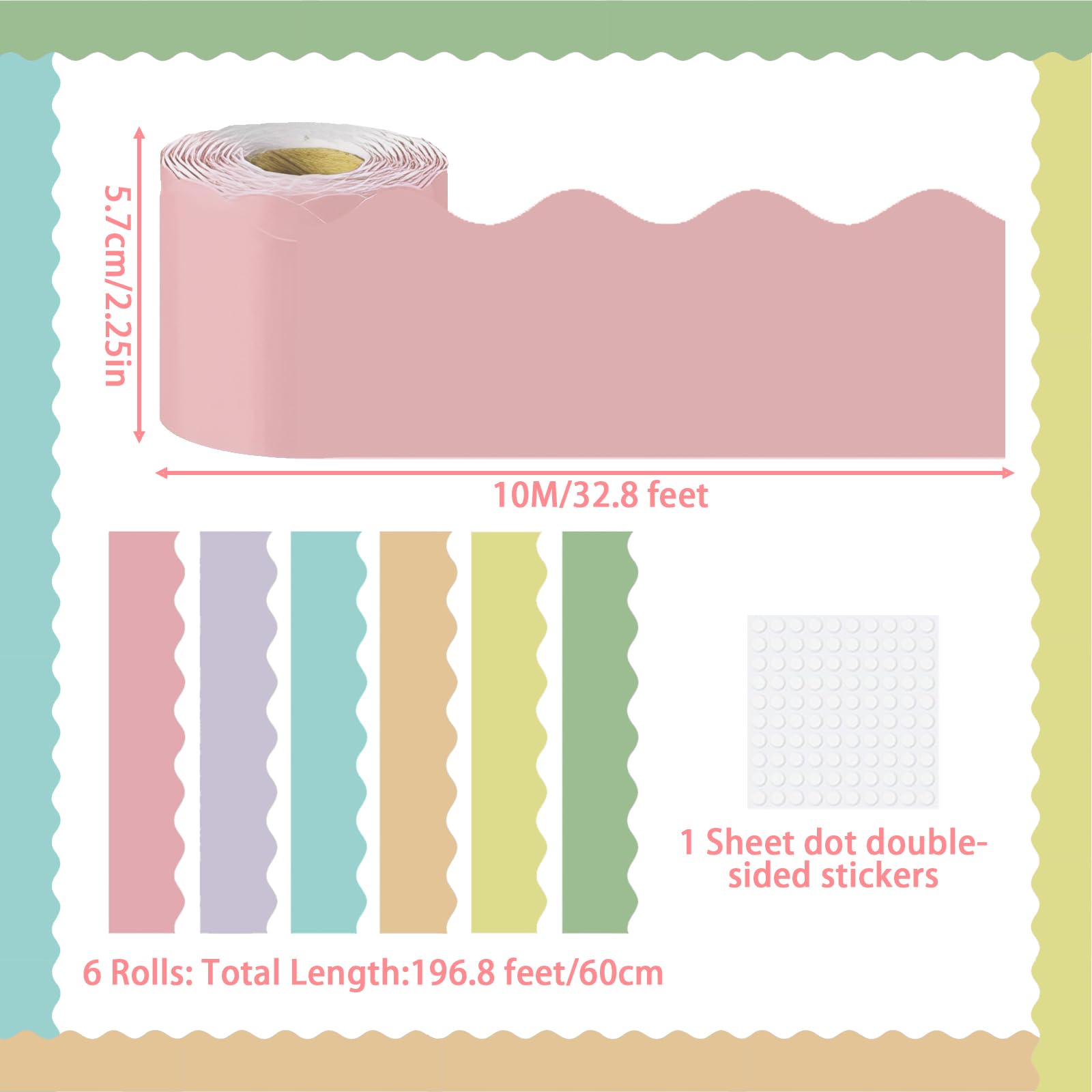 Juego de 6 bordes anchos para papel tapiz, 6 rollos de papel de respaldo para decoración de aulas con temática oceánica para tableros de exhibición, A