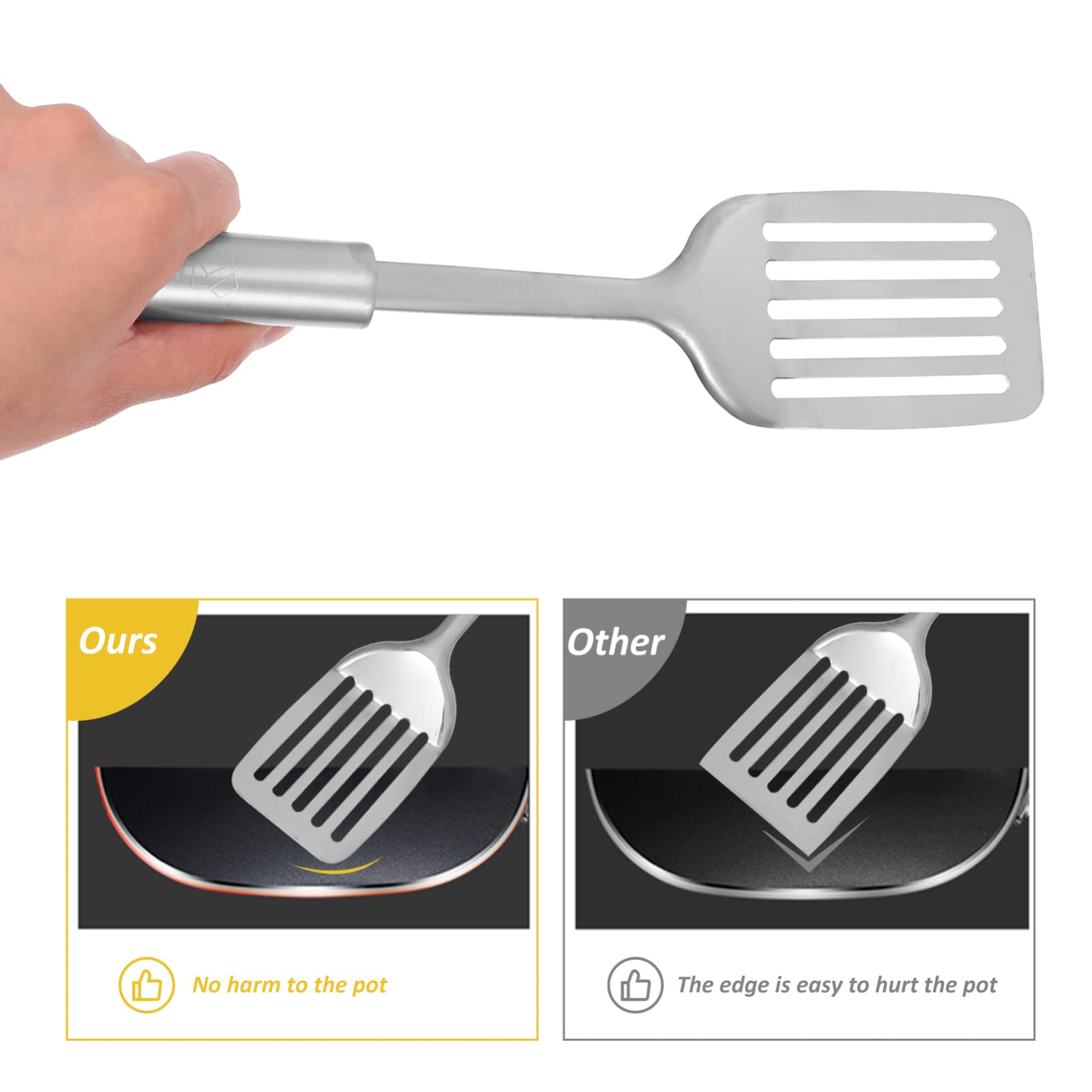 1 Set 5-tlg. Edelstahl-Utensilien aus Stahl für Zuhause, Küche, Wender, Skimmer mit silbernem Spatel, Utensilien zum Frittieren mit Schlitzen, zum Backen von Kochgeschirr, Hitze-Gadgets, Seifenschau