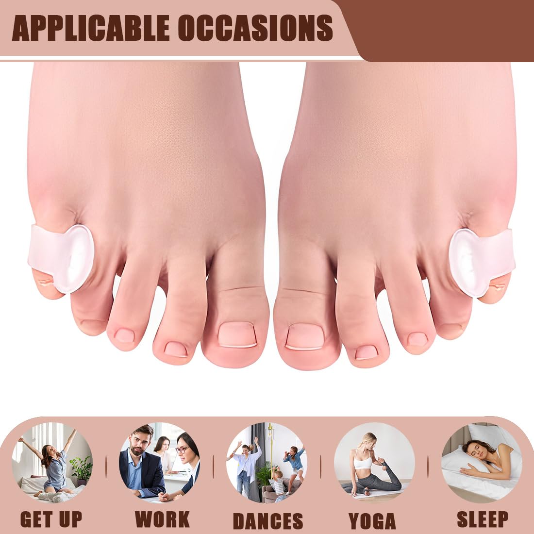 Gel Toe Separator, Pinky Toe Spacers, Separatore Dita Piede, Small Toe Sleeves per prevenire lo sfregamento e ridurre la pressione (confezione da 12, trasparente)