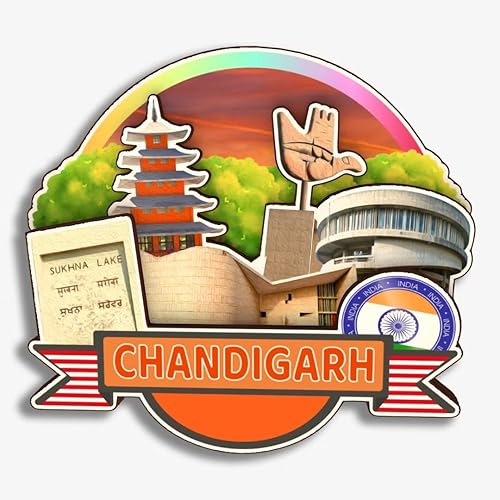Miniatura 1 de Chandigarh India - Imán para nevera de la India, colección de madera 3D, hecho a mano, recuerdos de la ciudad, refrigerador, regalo para decoración