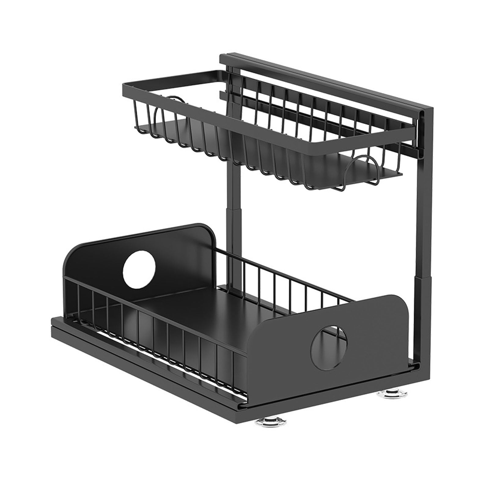 Msioytog Upgrades Expandable Under Counter Organiser with Strong Carbon Steel Frame & Suction Cup Base for Kitchen Cabinet Storage Modifiable Storage Tray