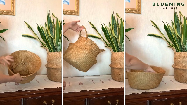 Blueming Home Decor Plant Basket U2013 Large Planter Indoor Woven Baskets For Artificial Olive Tree Pot 9 10 Inch Rattan Wicker Baskets For Snake Plants Original Large